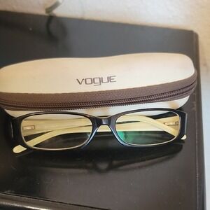 Vogue Black and Cream Glasses with Case